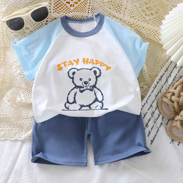 Conjunto de verão infantil de algodão