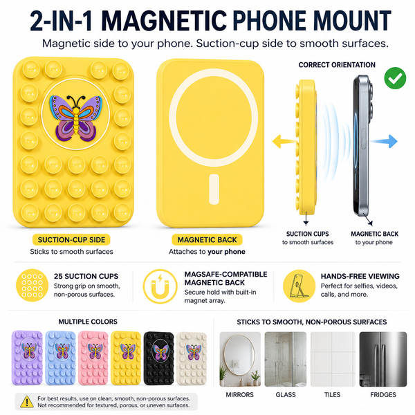 Padrão de borboleta de silício de aspirador magnético de telemóvel para suportes de aspirador magnético MagSafe