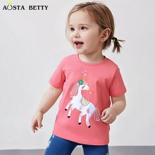 26 verão novo T-shirt menina amor arco-íris impressão crianças roupa esportiva de algodão bebê corda curta luva roupa