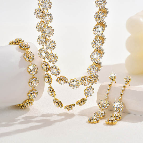 Acessórios de casamento dupla camada do colar de diamante do colar de sol de comércio estrangeiro Sete de orelhas de venda rápida