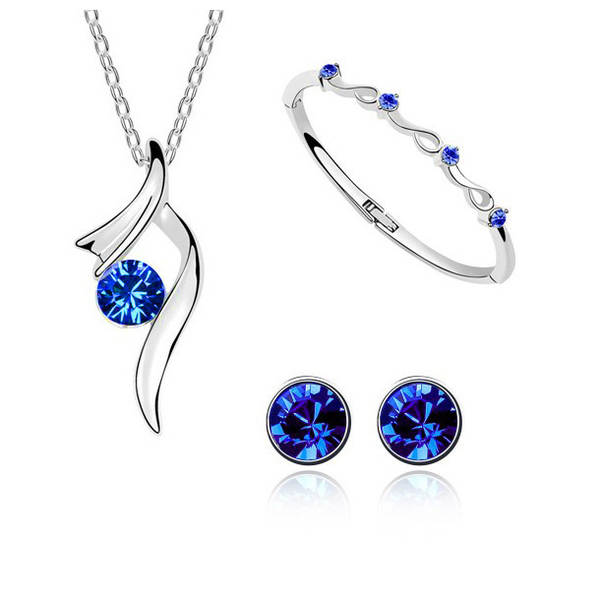 Jóias da Coréia da moda de centenas simples austríacos colares de cristal de colar de pulseira de joalharia três conjuntos 1368