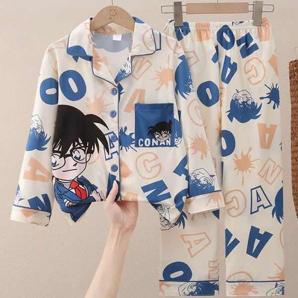 Crianças do Sudeste Asiático roupas de dormir meninos com mangas compridas calças bonitas desenhos animados primavera outono roupas para meninos vestir em casa no verão