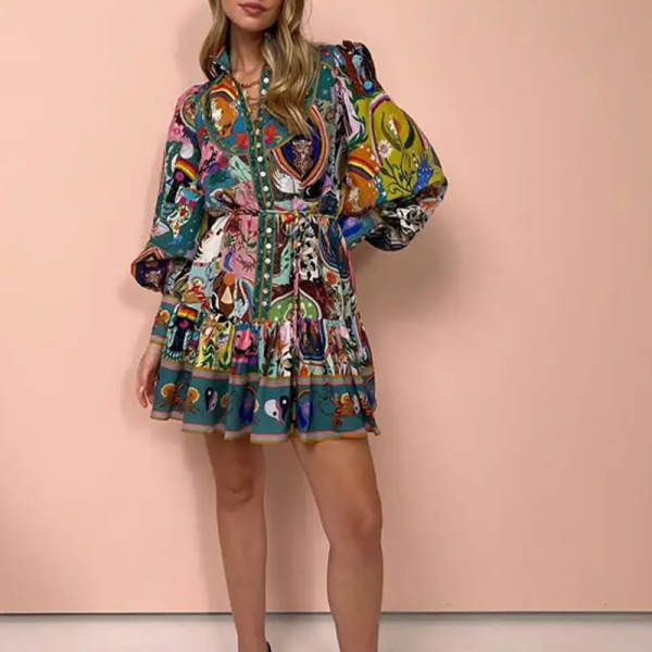 Vestido transfronteiriço europeu e americano de comércio exterior 2026 outono novo vestido vintage elegante vestido de couro curto