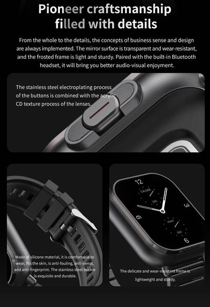 Relógio inteligente transfronteiriço D8 tws dois em um fones de ouvido Bluetooth de 2 polegadas de tela cheia de toque para chamadas de movimento musical