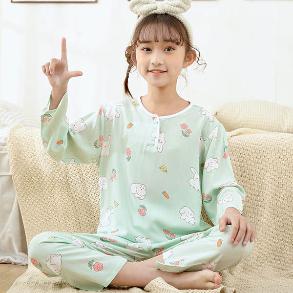 Conjunto de pijama infantil de algodão para verão
