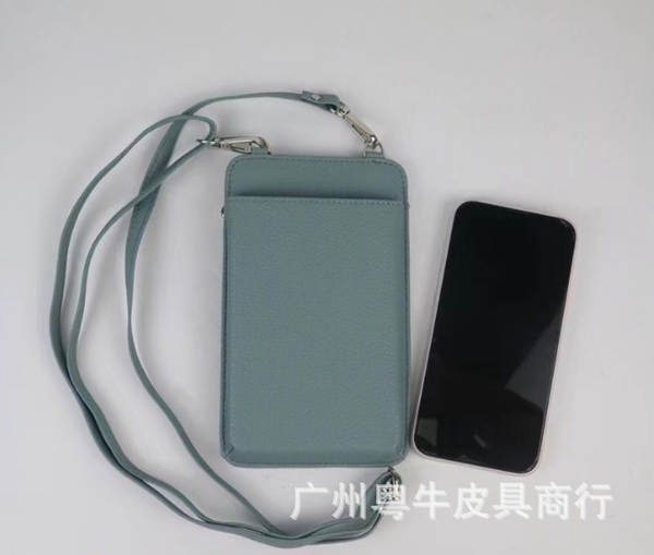 Bolsa de couro para celular com alça diagonal