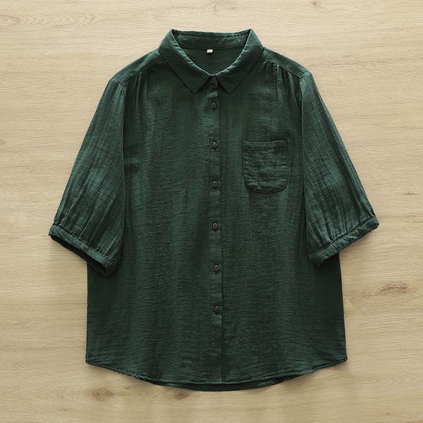 Venda direta do fabricante Camisa feminina de algodão puro de duas camadas Camisa feminina de algodão integral de primavera outono