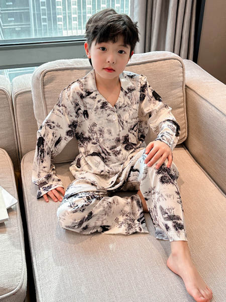 Roupa de cama para meninos Primavera-Verão 2026 Nova roupa de ar condicionado para meninos com mangas compridas em casa