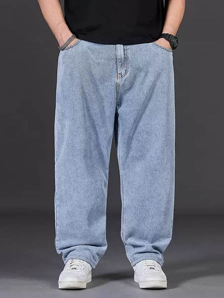 Jovens de meia-idade relaxante e relaxante calças homens trabalhando moinho sujo resistente a sujidade gordo pequeno jeans homem