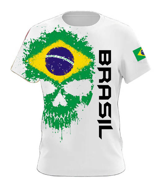 T-Shirt masculino brasileiro 3D T-Shirt O T-Shirt esportivo da equipe de futebol de rua masculino DIY base ajustável para a ordem de massa