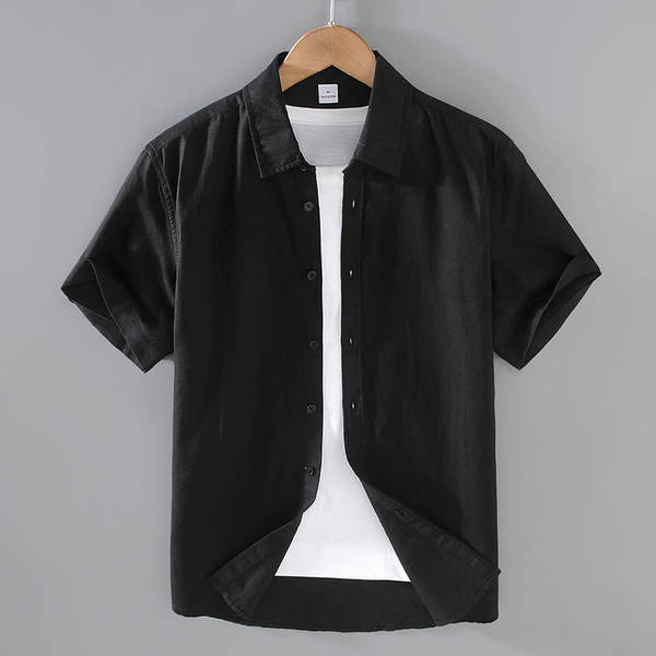 T-shirts masculinos de manga de cor pura com mangas curtas de verão baseado em roupas de manga fina e fina de estilo chinês