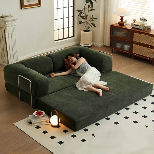 Sofá de compressão artesanal pequeno quarto de estar cama de sofá dobrável para três pessoas sofá-cama de módulo preguiçoso