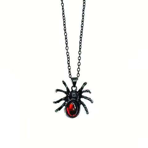 O colar do pânico do rock Y2K Jóias Mulheres Colar de aranha do cristal vermelho gótico para o comércio exterior
