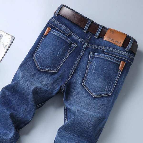 Fabricante de vendas diretas de jeans fina de verão de 2026 para homens de calça reta corpos flexíveis calças de lazer para homens jovens calças