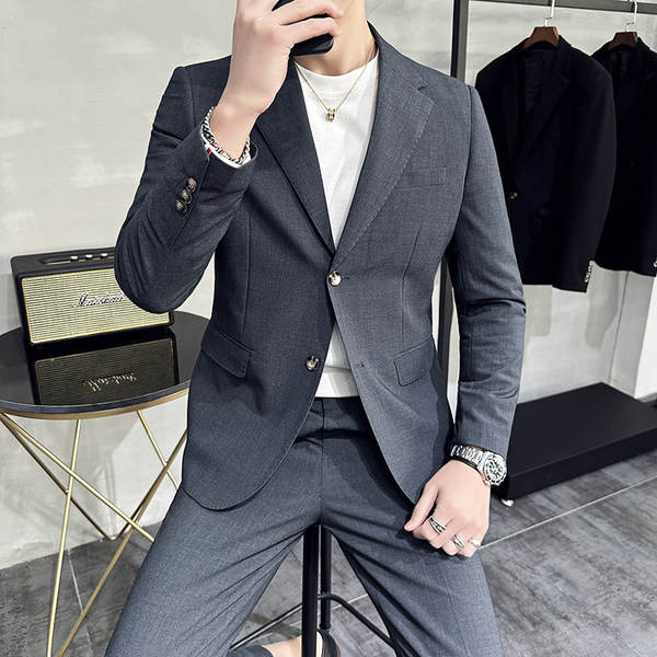 Vestido de casamento masculino de negócios de lazer dois conjuntos de 2025 corpos de moda de solteiro de casamento masculino de casamento masculino