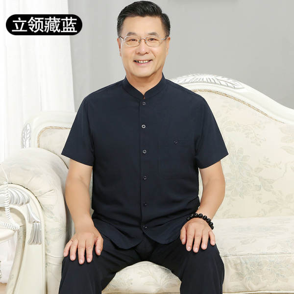 Vestido de esporte masculino de velhice para homens de verão gelado de folga curta T-shirt de calças longas dois pares de papai vestido