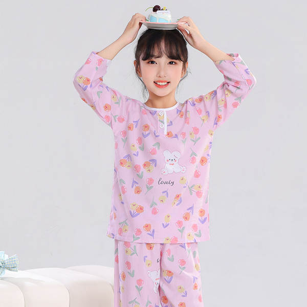 Conjunto de pijama infantil de algodão para verão