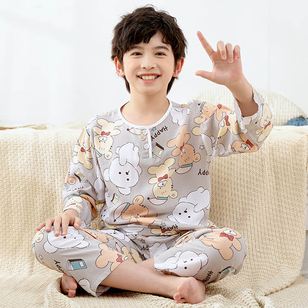 Conjunto de pijama infantil de algodão para verão