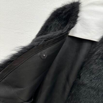 24 Haining Inverno Negro Calidade de viagem de couro simples de importação toscanas casaco de pelúcia feminino
