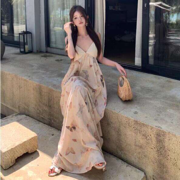 300 kg grande e pequena gordura mm novo estilo chinês de trabalho pesado suspensão de tamanho médio e comprido Jiangnan mousse vestido de verão suspensão feminino
