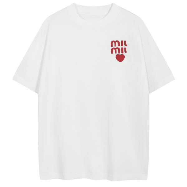 Versão correta do novo modelo de verão MIU Mulheres e Homens T-shirt de mão curta