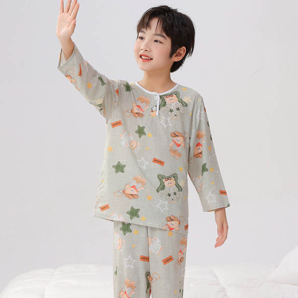 Conjunto de pijama infantil de algodão para verão