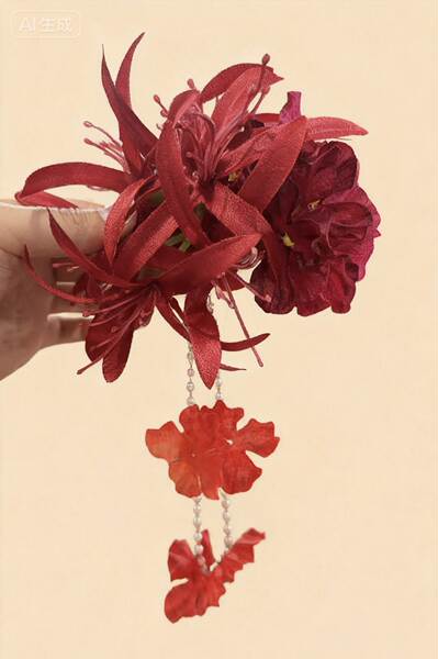 Penteado com Flor e Contas Rosa