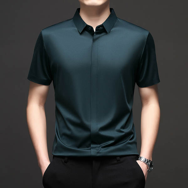 T-Shirt de pulseira curta de Sandy masculino de verão de 2025 livre de calor resiliência de negócios de lazer puro camisa de gelo masculino