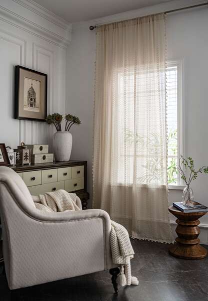 Cortina de Croche em Tom Creme