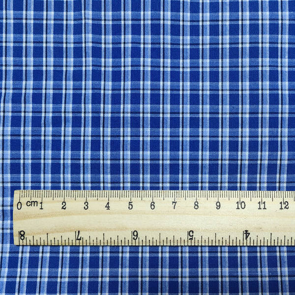 Vestido de quadrados de algodão azul