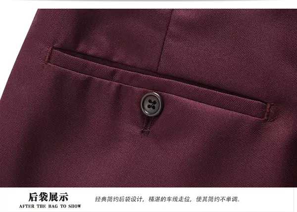Vestido duplo de dois pedaços de roupa transfronteiriça puro para homens 7110 de vinho vermelho