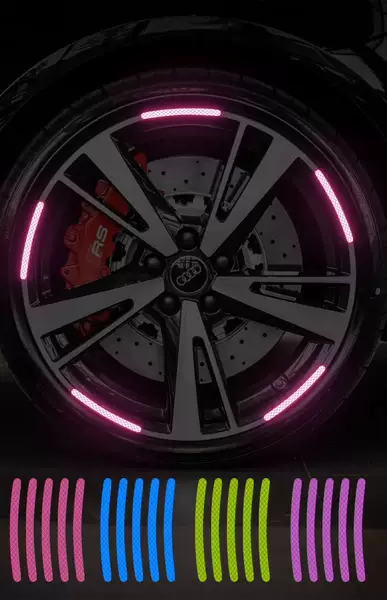 Aplicável à roda de bicicleta de noite, à luz refletida da noite, à montanha, à estrada, à noite, à roda de pneus decorativa, à luz refletida.